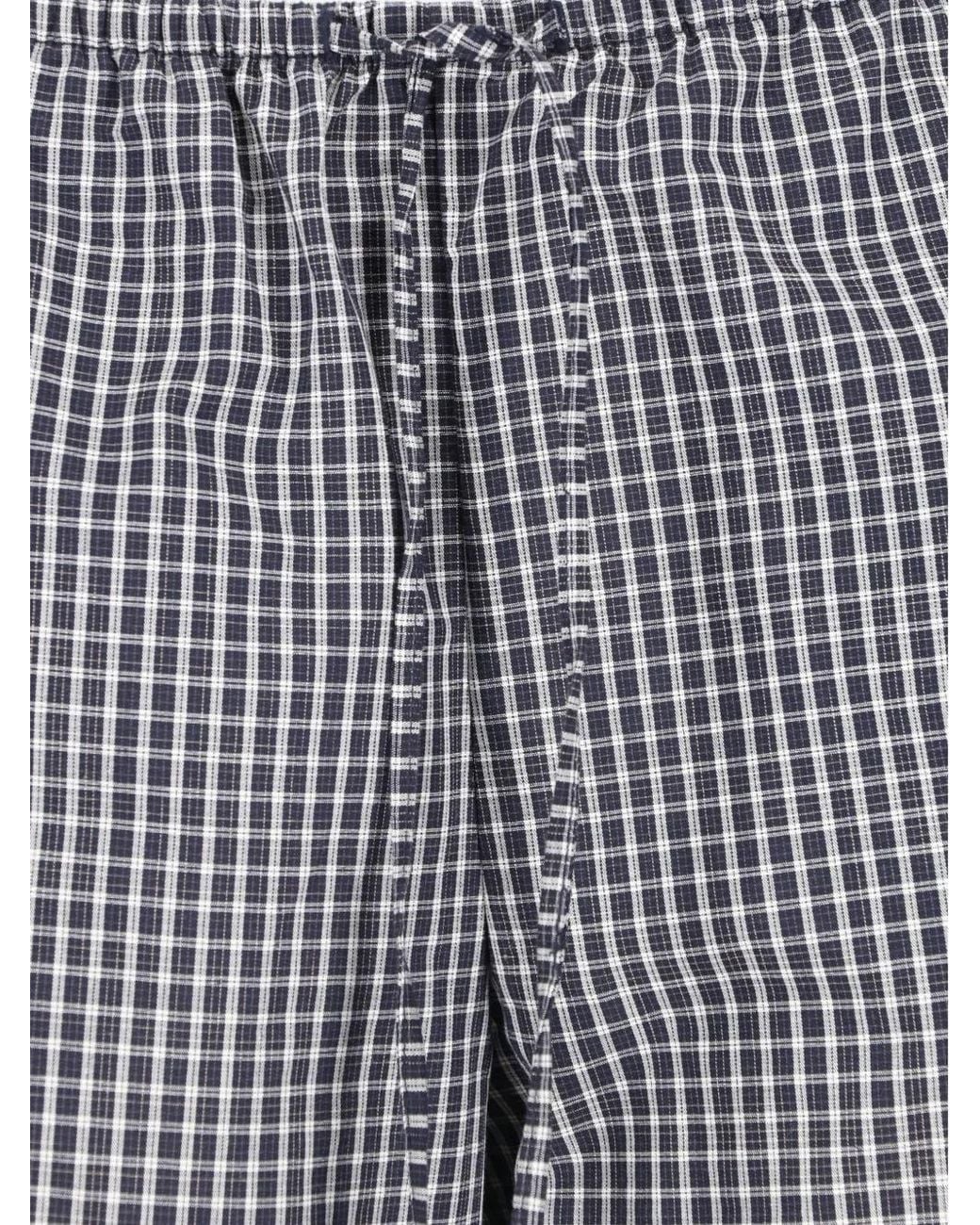 DUNST Gray Check-Pattern Drawstring Trousers