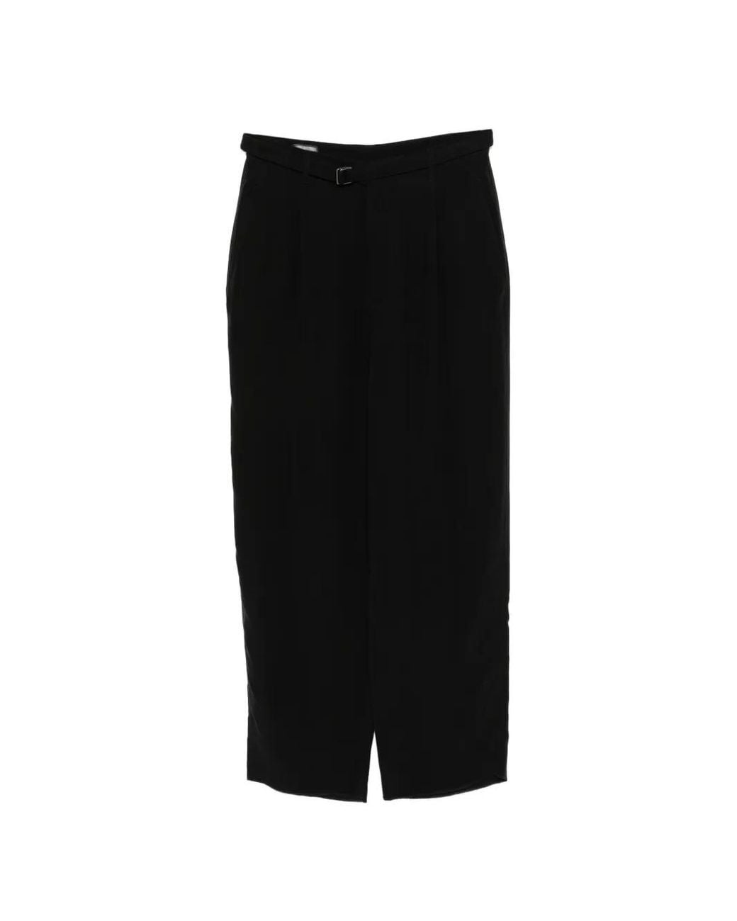 Giorgio Armani Black Cupro Basketweave Single-Pleat Trousers for men