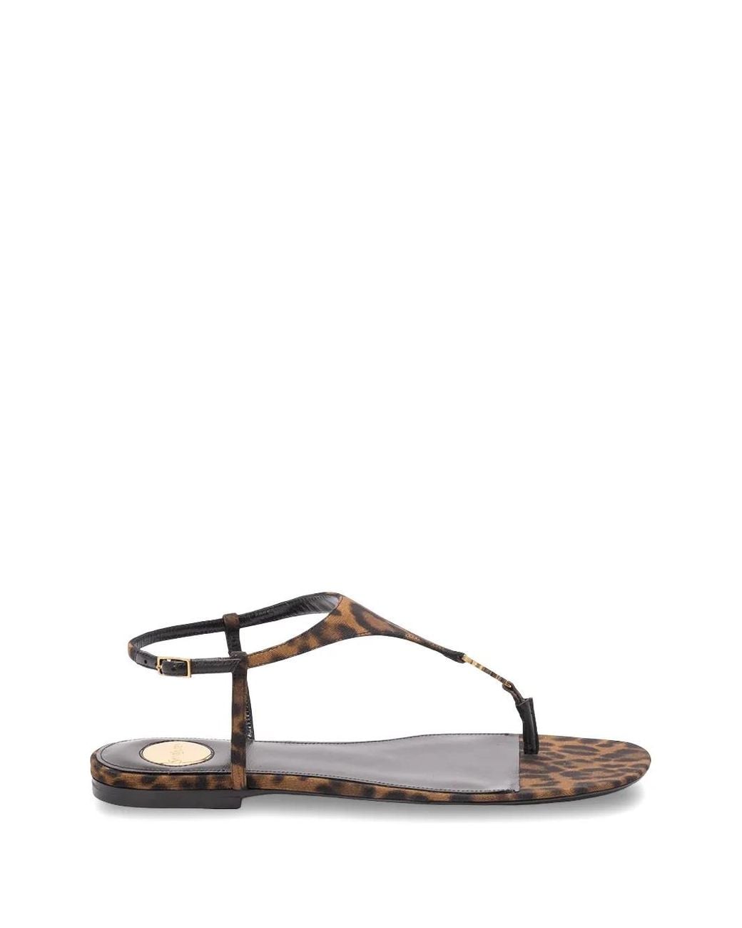 Saint Laurent Brown Cassandra Logo Sandals