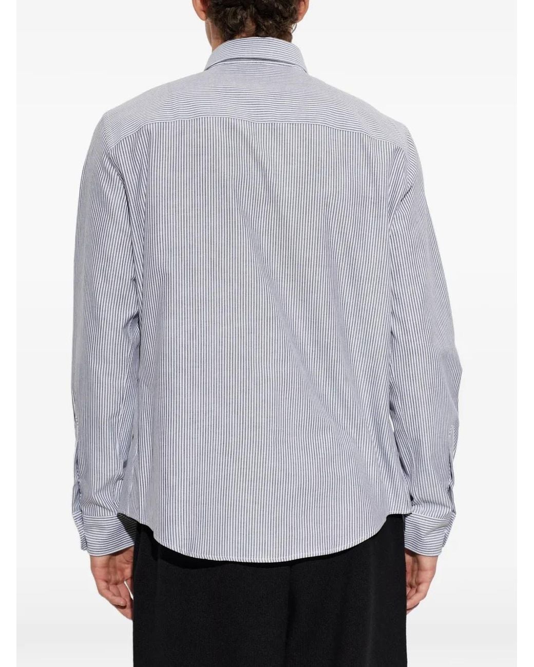 AMI Gray Striped Cotton Shirt With Ami De Coeur for men