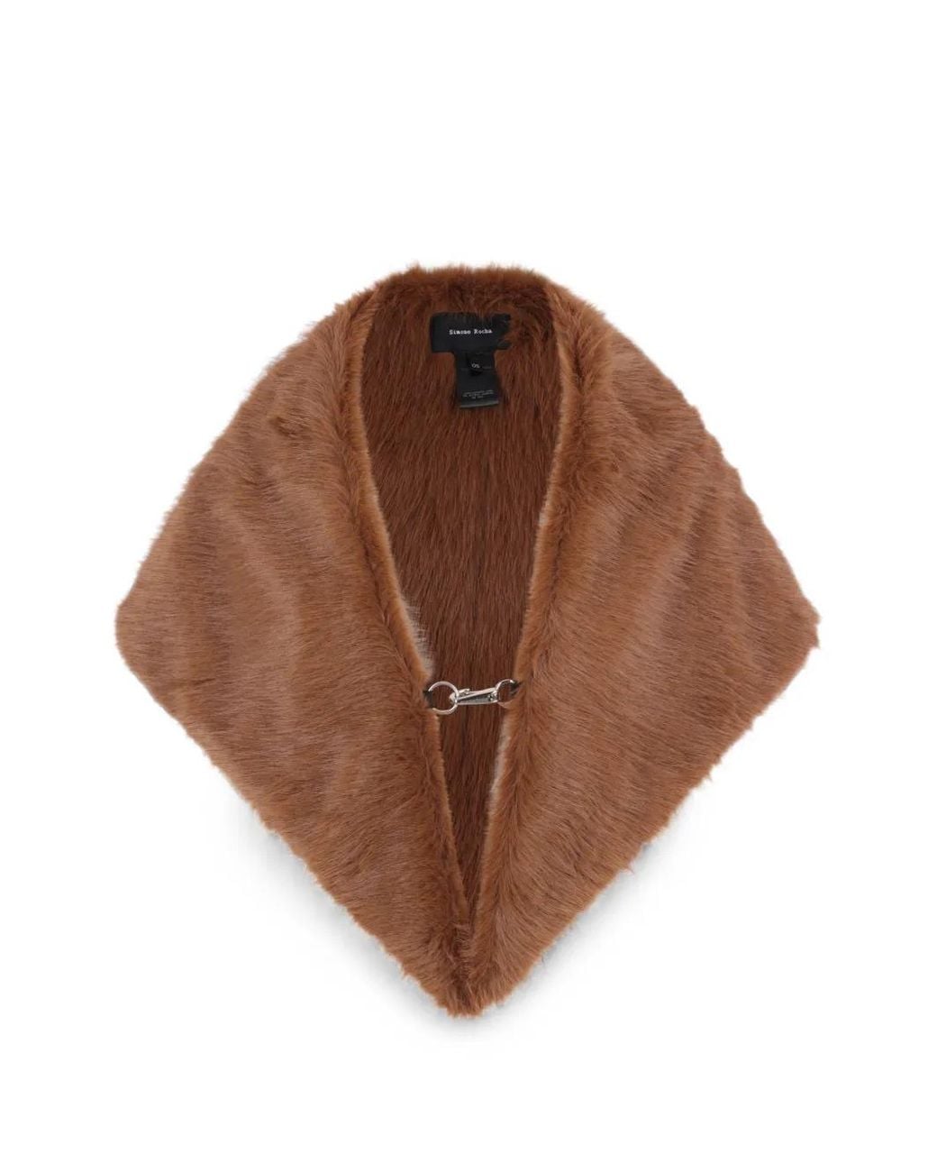 Simone Rocha Brown Faux-Fur Hook-Closure Shawl