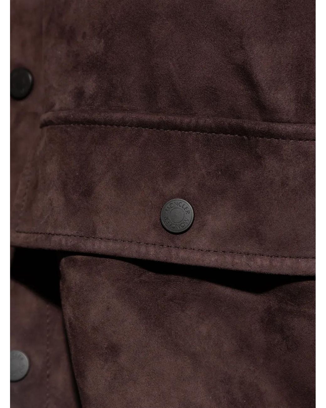 Moncler Brown Suede Knitted Panel Cardigan for men