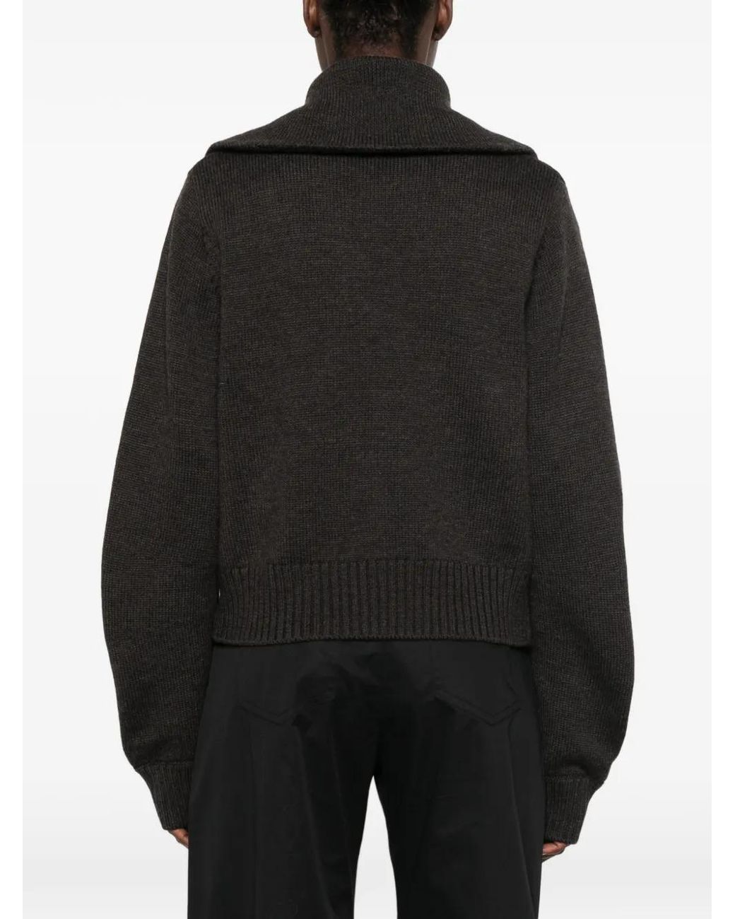 LAMRONS Black Flap-Pocket Zip-Up Cardigan