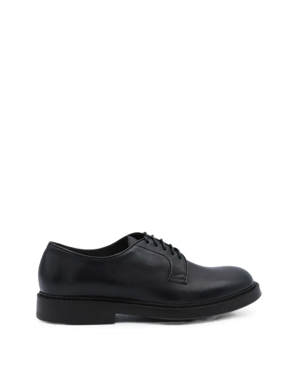 Doucal's Black Leather Lace-Up Derby Shoes for men