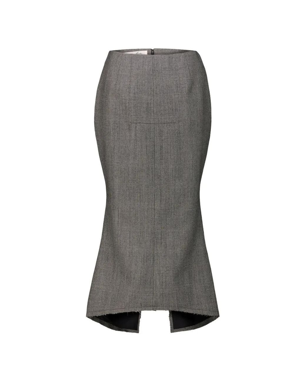 MATIERES FECALES Gray Madame Prince Of Wales Check Frayed Midi Skirt