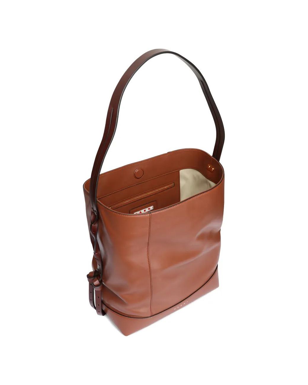Marni Brown Small Pod 2.0 Leather Bucket Bag