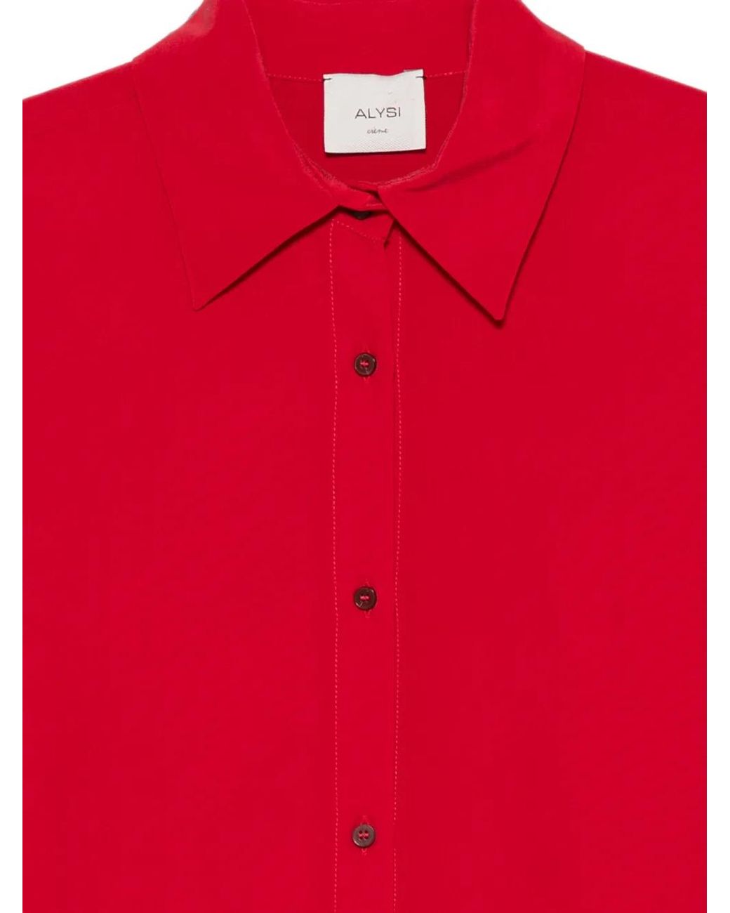 Alysi Red Button-Down Silk Shirt