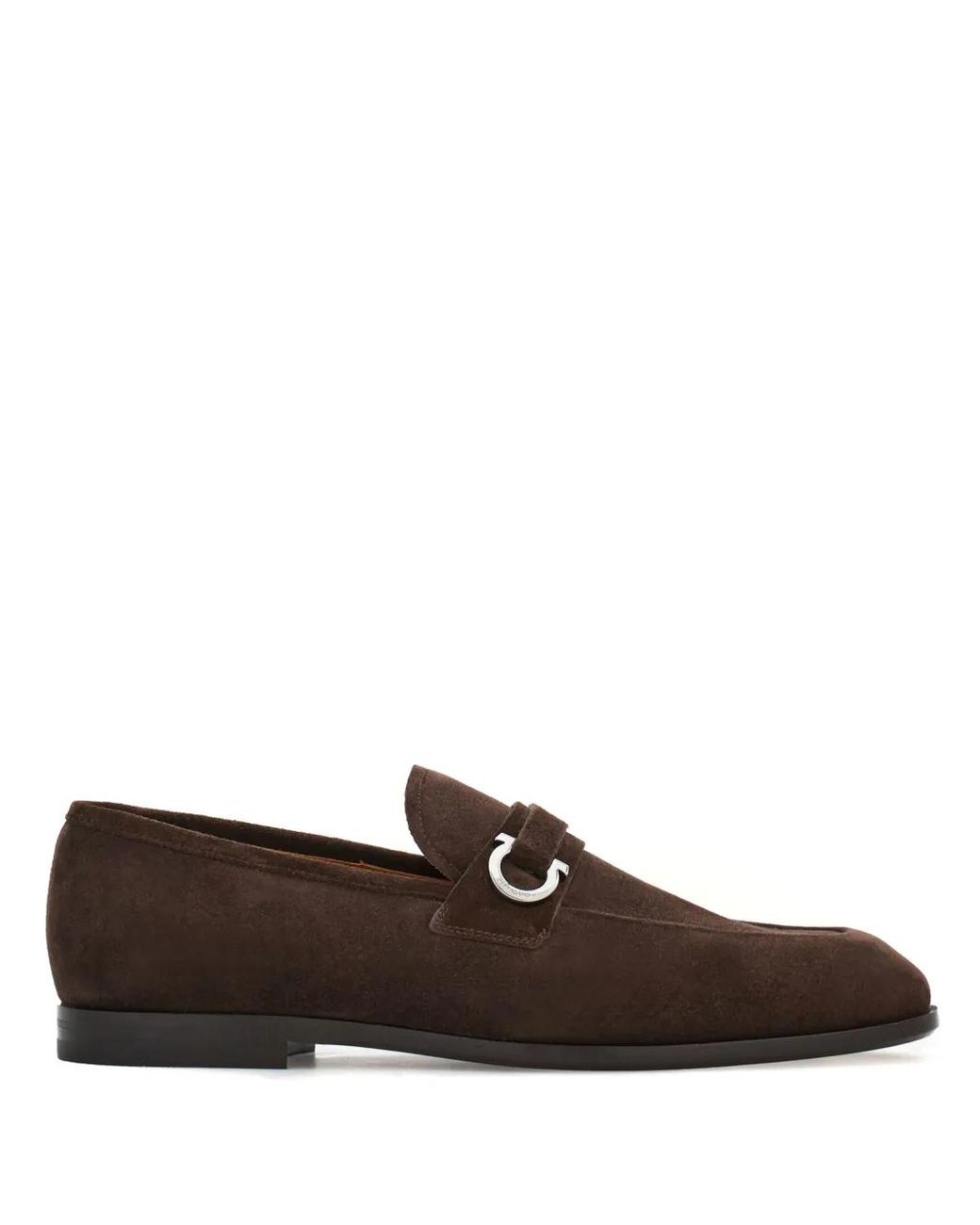 Ferragamo Brown Gancini-Buckle Leather Loafers for men
