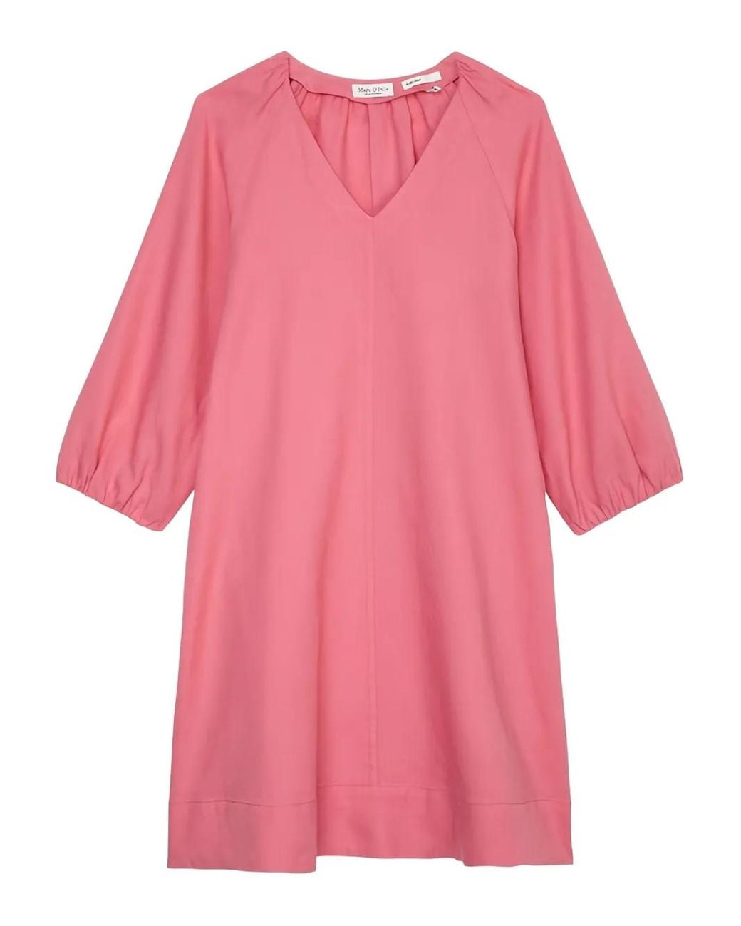Marc O' Polo Pink V-Neck Balloon-Sleeve Dress