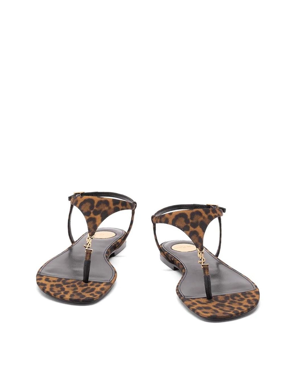 Saint Laurent Brown Cassandra Logo Sandals