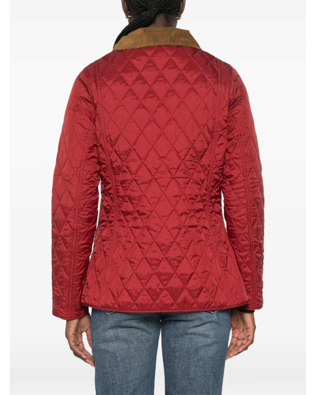 Barbour Red Annandale Quilted Corduroy-Collar Jacket