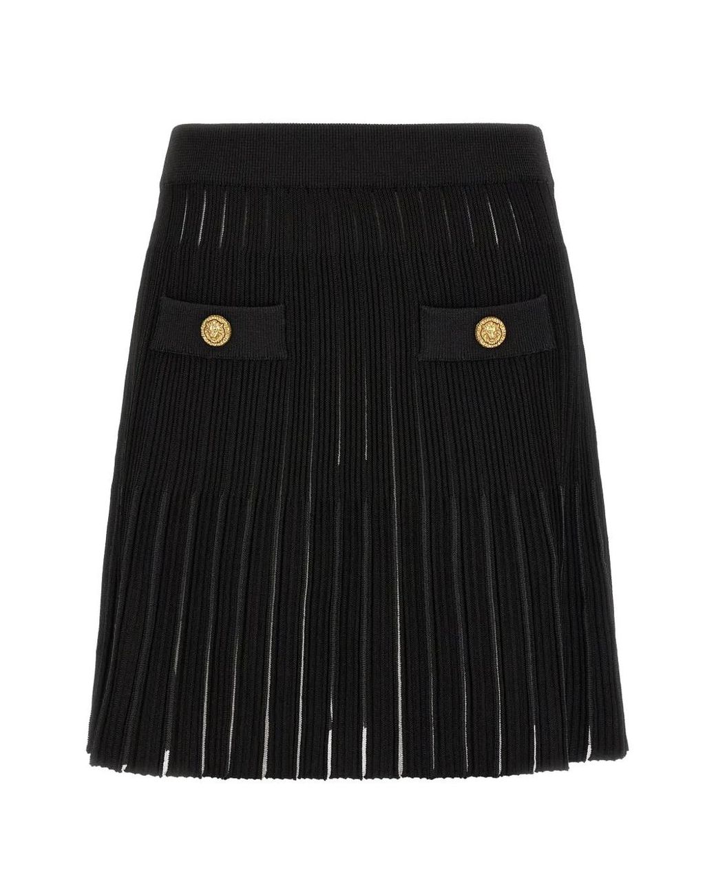 Balmain Black Pleated Mini Skirt