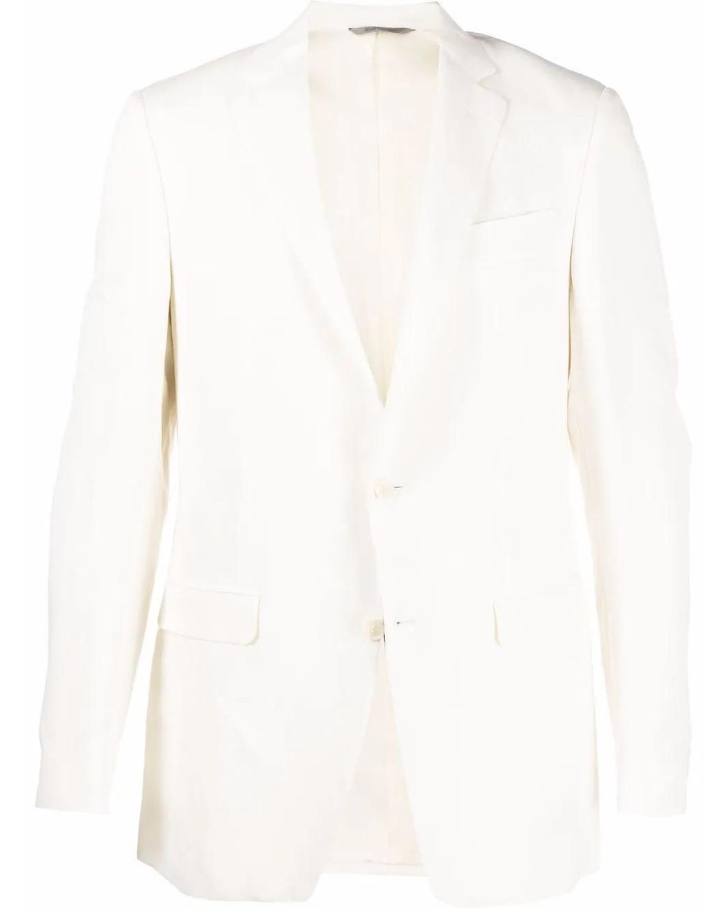 Canali White Single-Breasted Linen-Silk Blazer for men