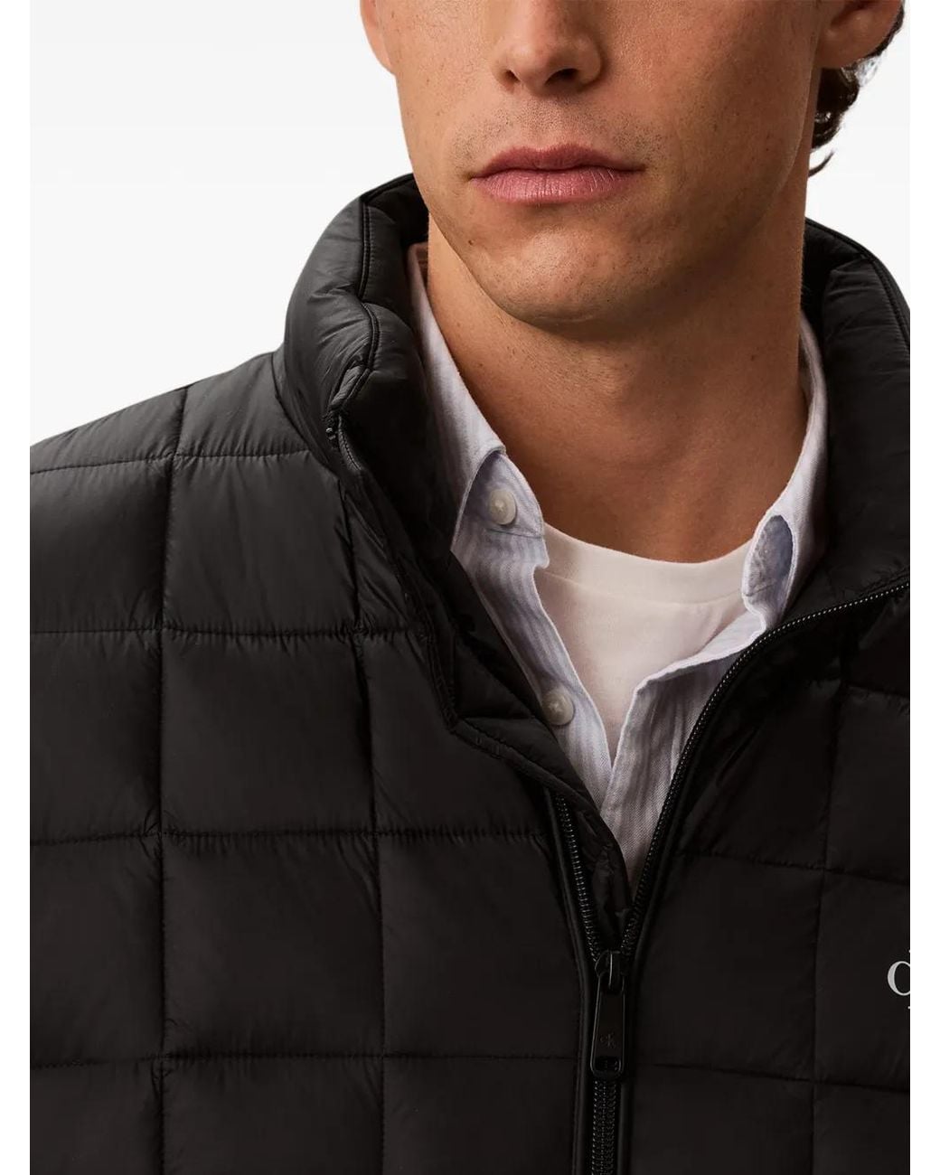 Calvin Klein Black Quilted Logo-Print Jacket for men