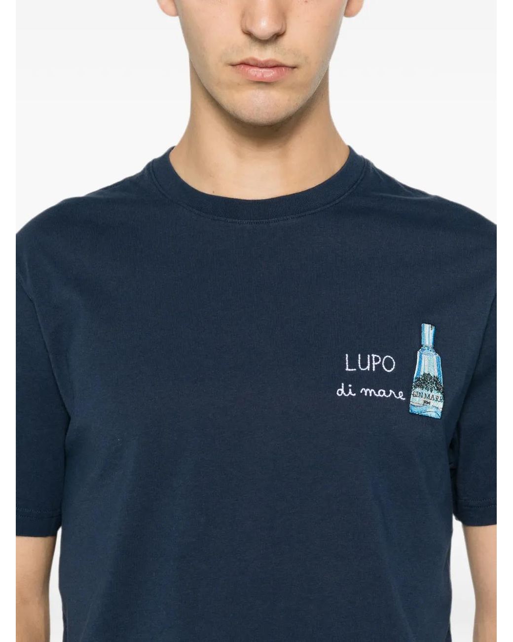 Mc2 Saint Barth Blue Embroidered T-Shirt for men