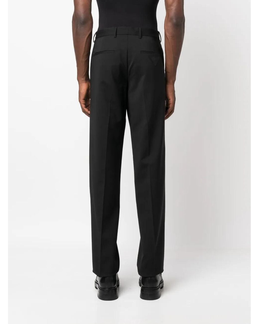 Prada Black Triangle-Logo Trousers for men