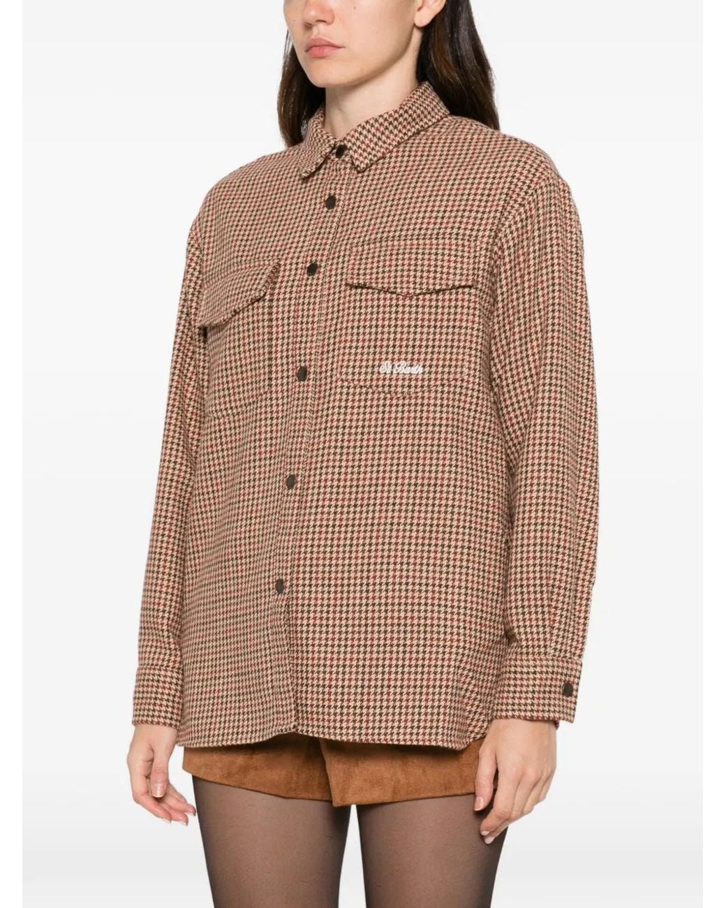 Mc2 Saint Barth Brown X Disney Mickey Mouse Houndstooth-Pattern Shirt