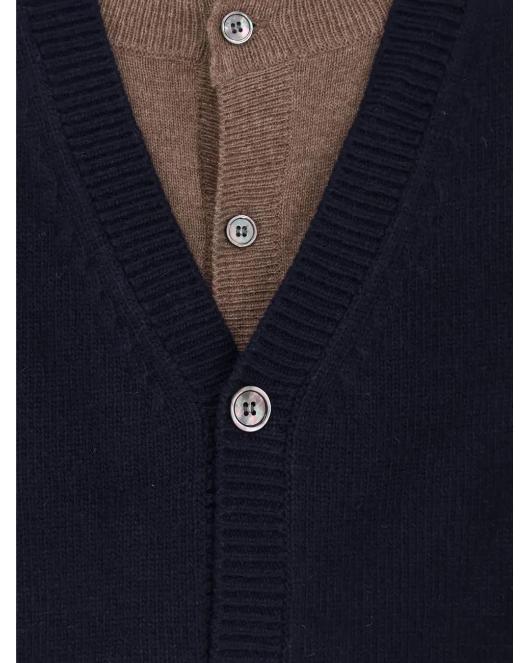 TONYWACK Blue Layered-Effect Button-Up Cardigan for men
