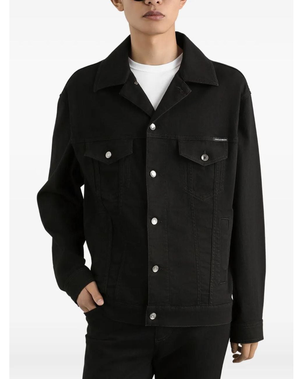 Dolce & Gabbana Black Button-Up Denim Jacket for men