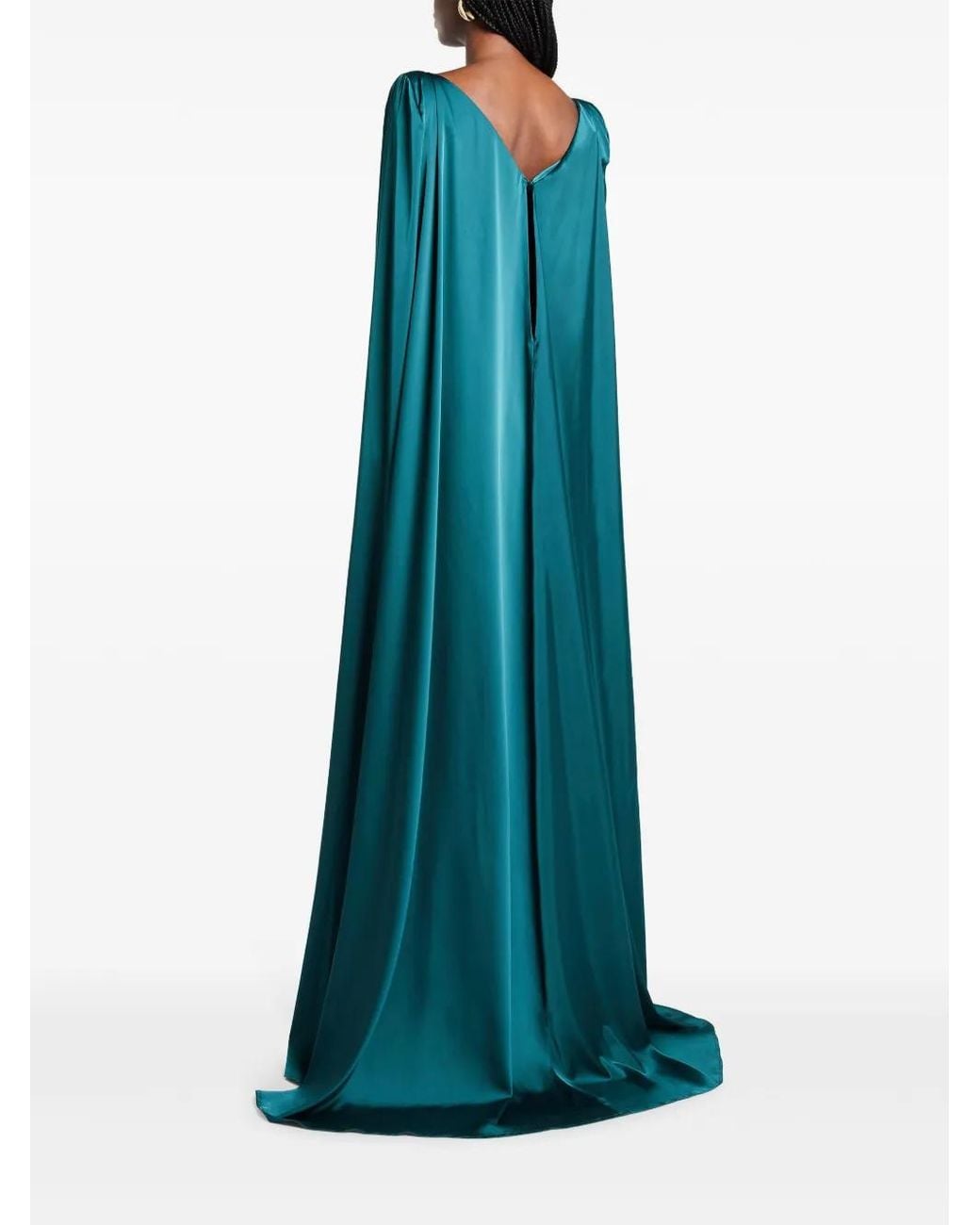 Talbot Runhof Blue Draped Cape Dress