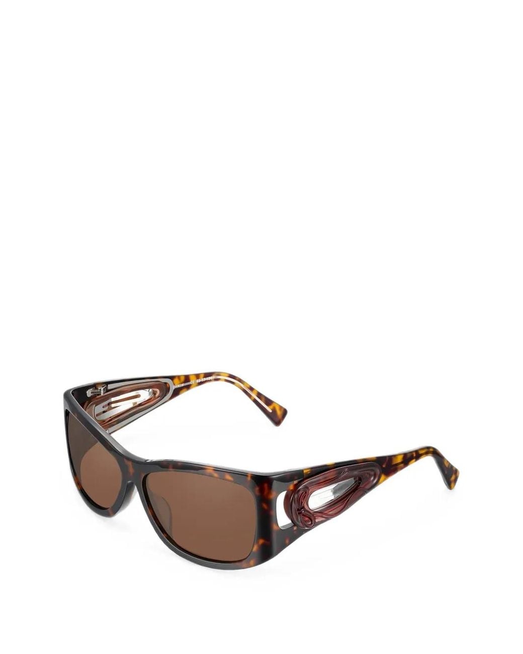 YVMIN Brown Hair-Clip Rectangle-Frame Sunglasses
