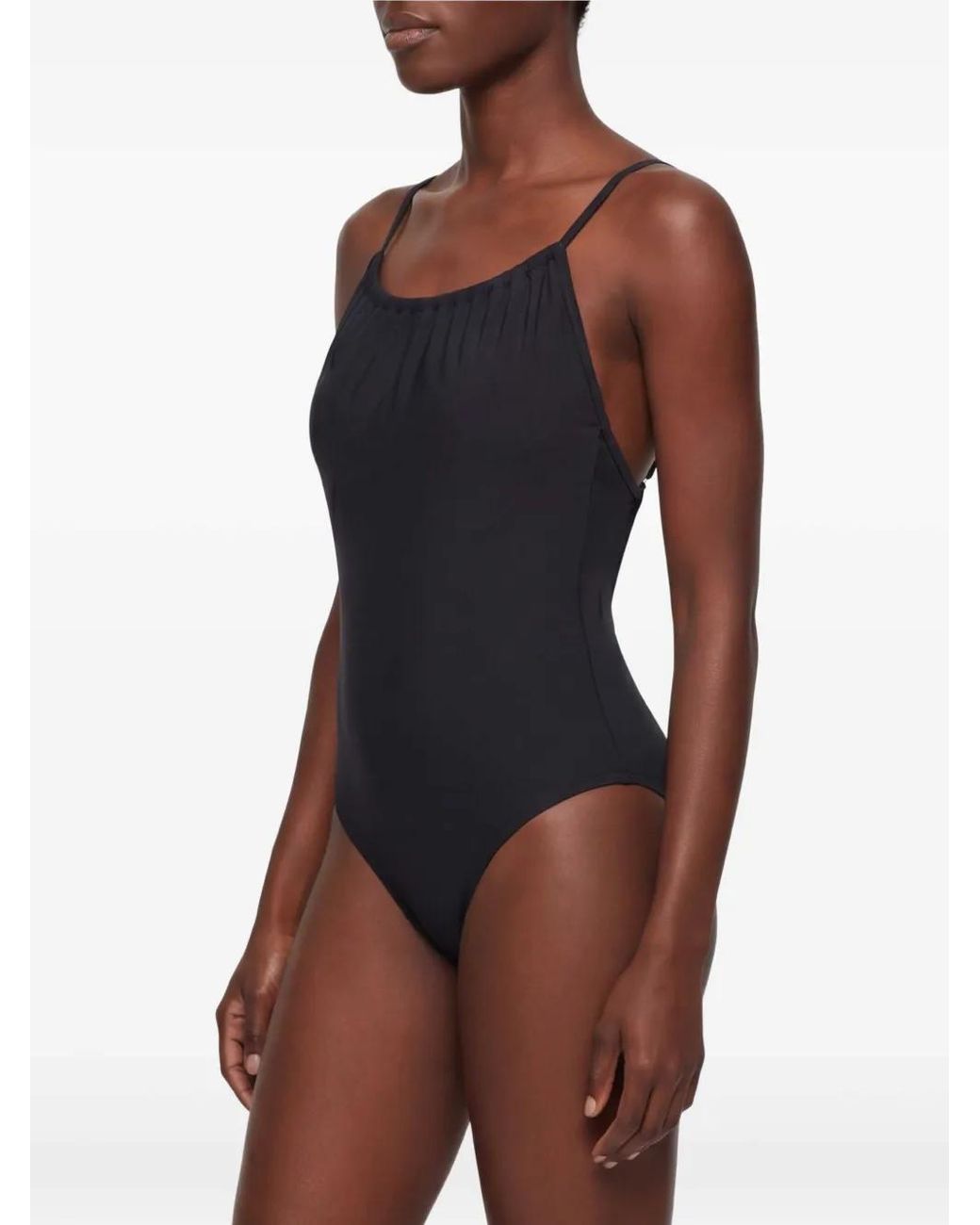 Totême Black Drawstring-Neck Swimsuit