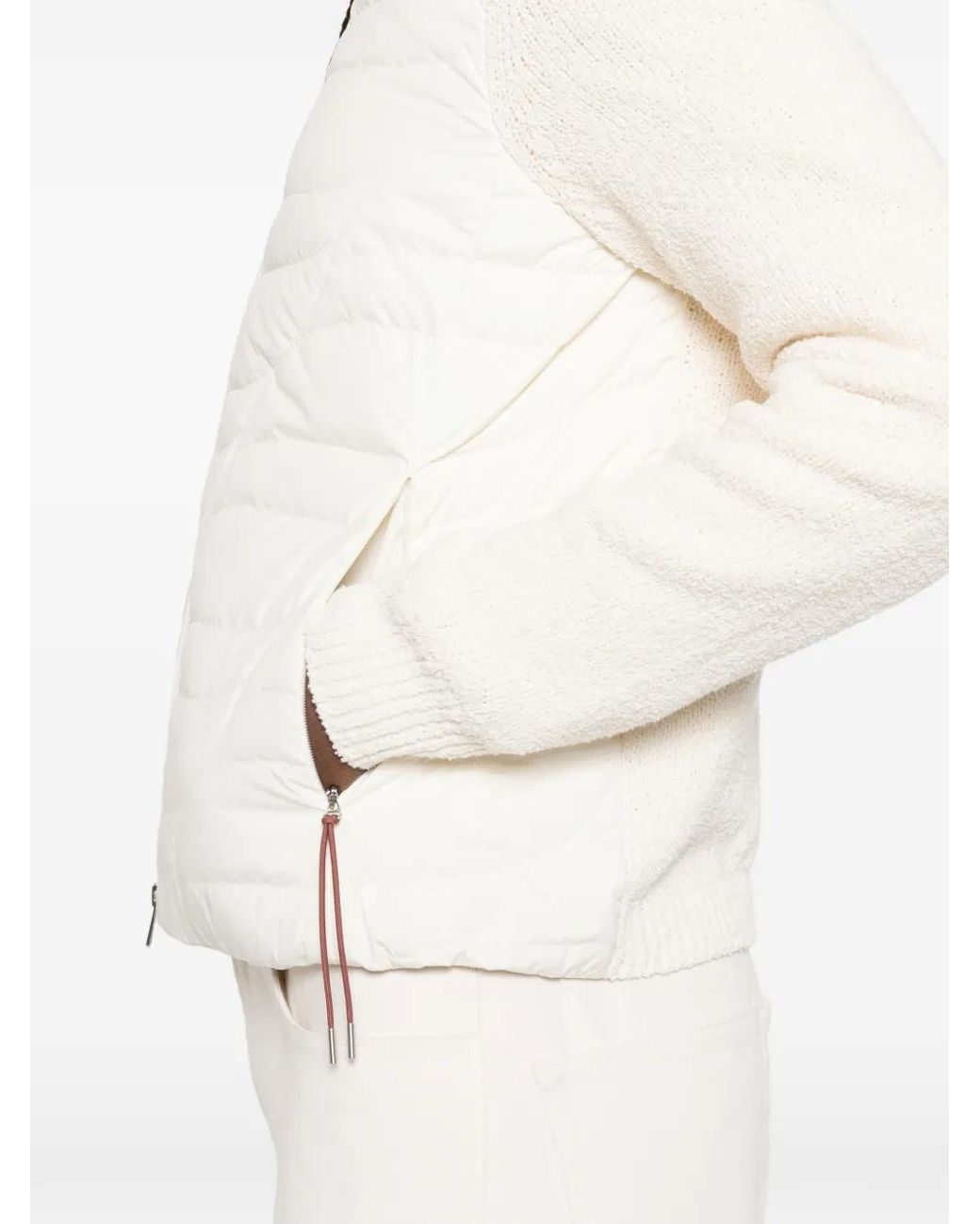 Moncler White High-Neck Zip-Up Puffer Jacket
