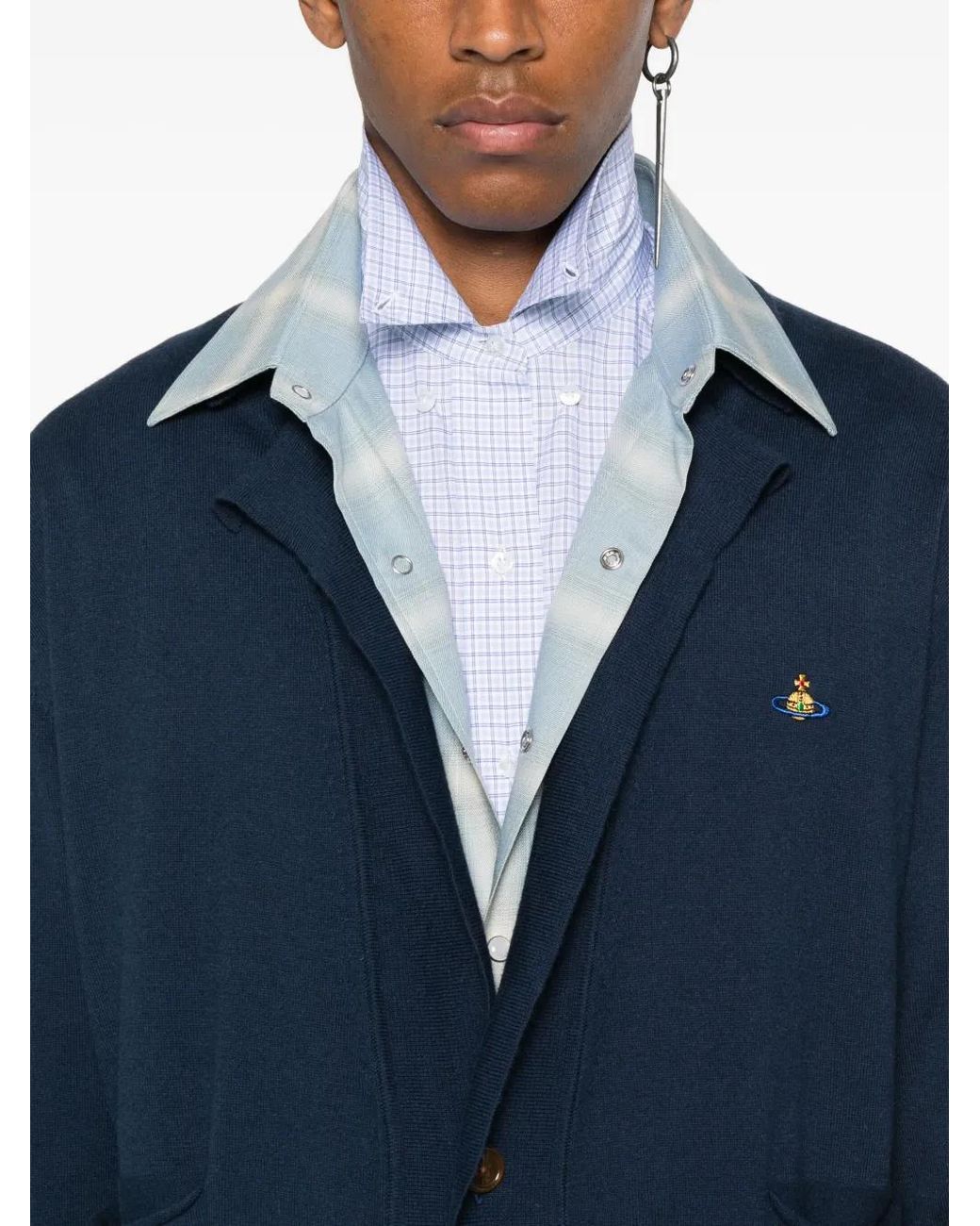 Vivienne Westwood Blue V-Neck Sweater for men