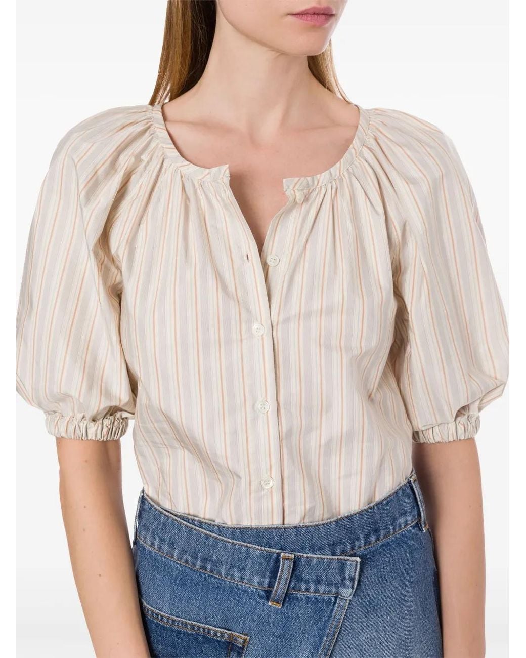Philosophy Di Lorenzo Serafini Natural Striped Blouse With Buttons