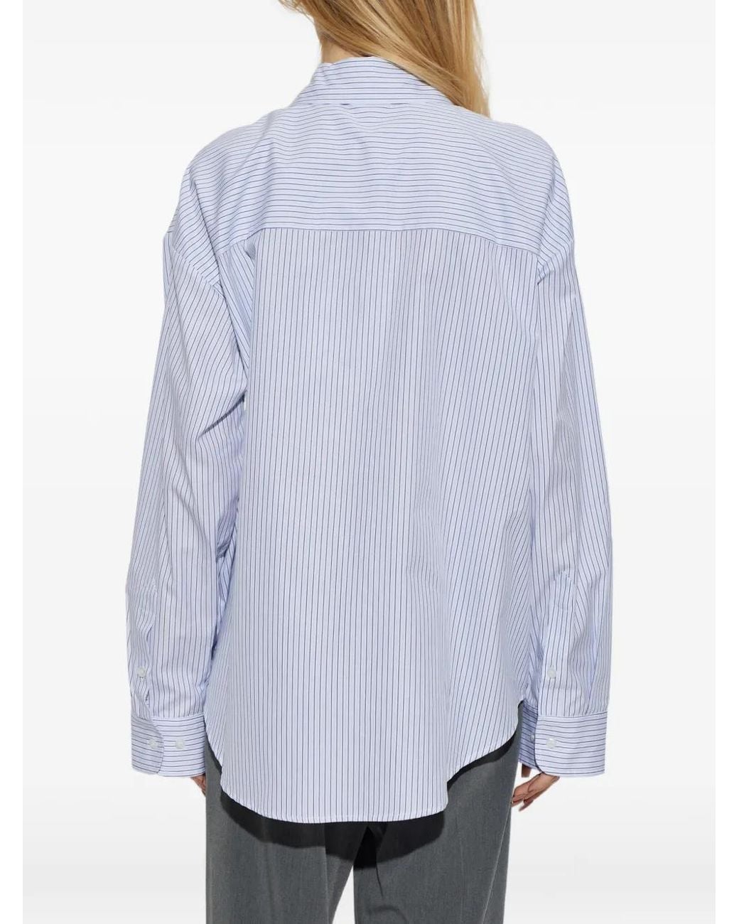 Akep Blue Striped Flap-Pockets Shirt