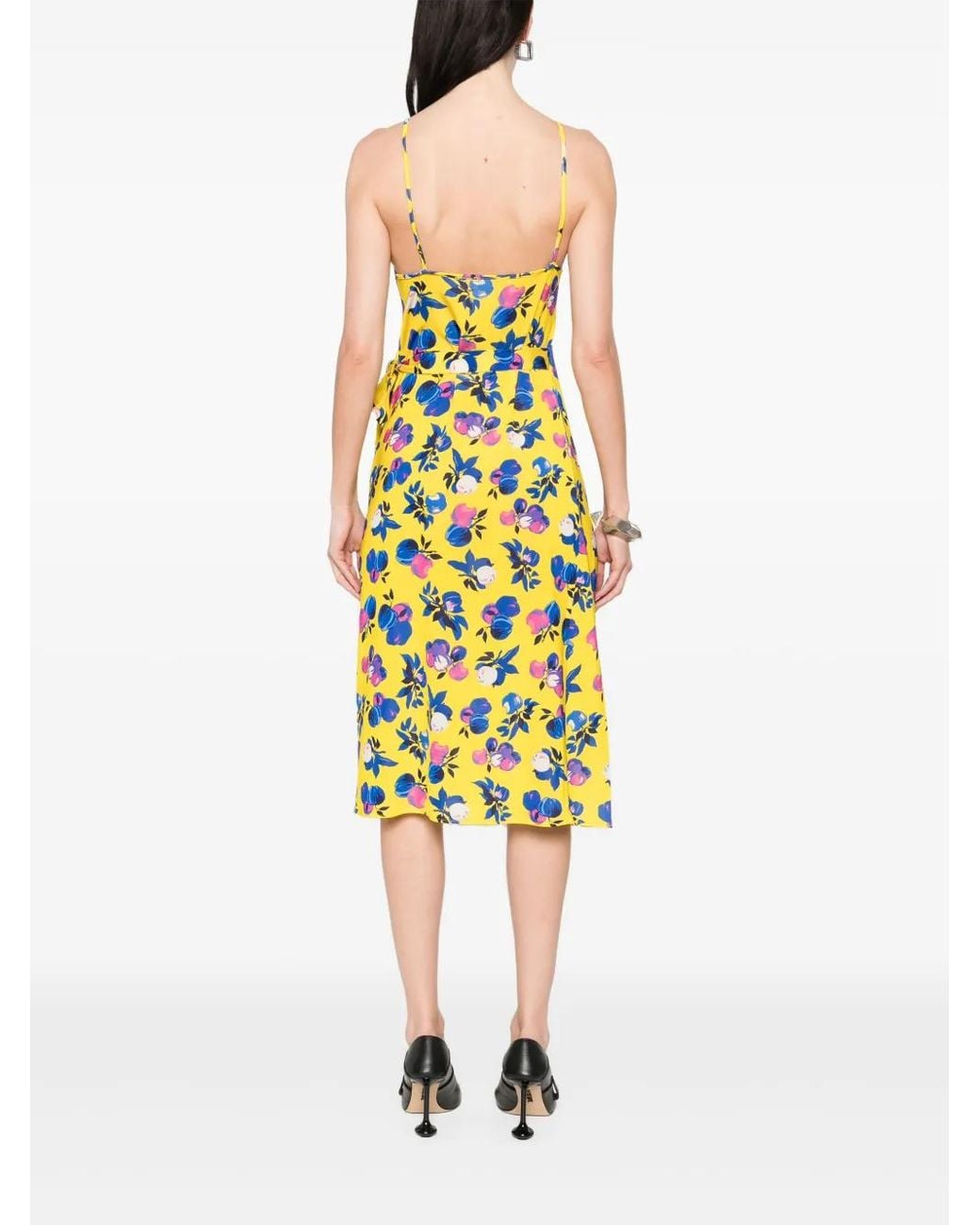 Coperni Yellow Floral Print Midi Dress