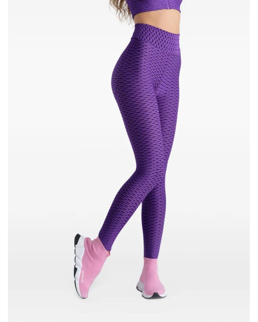 Tessitura Body Couture Purple 3D-Texture Performance Leggings