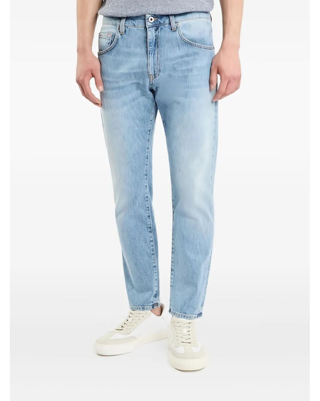 Fay Blue Leather-Patch Jeans for men