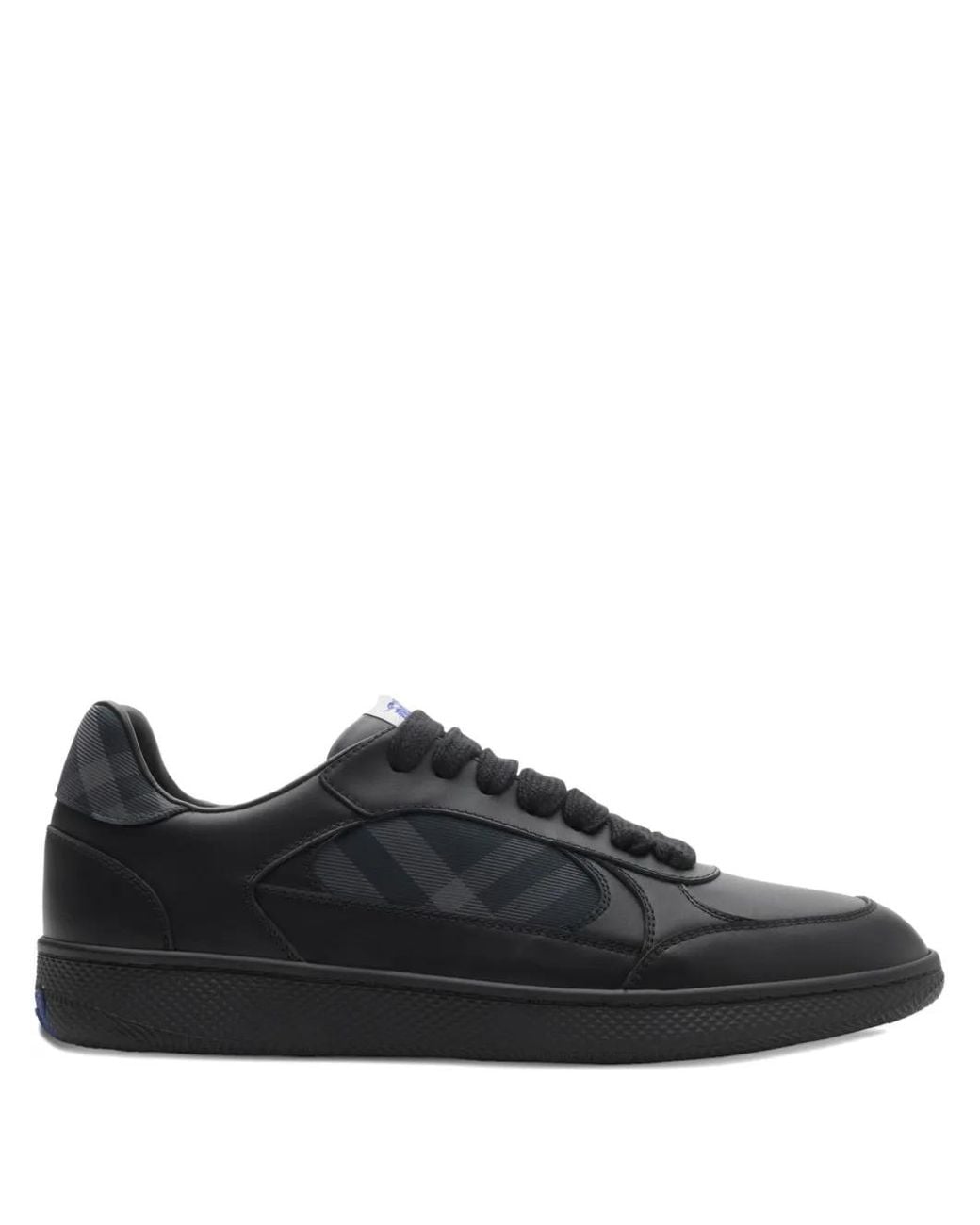 Burberry Black Leather And Check Terrace Sneakers for men