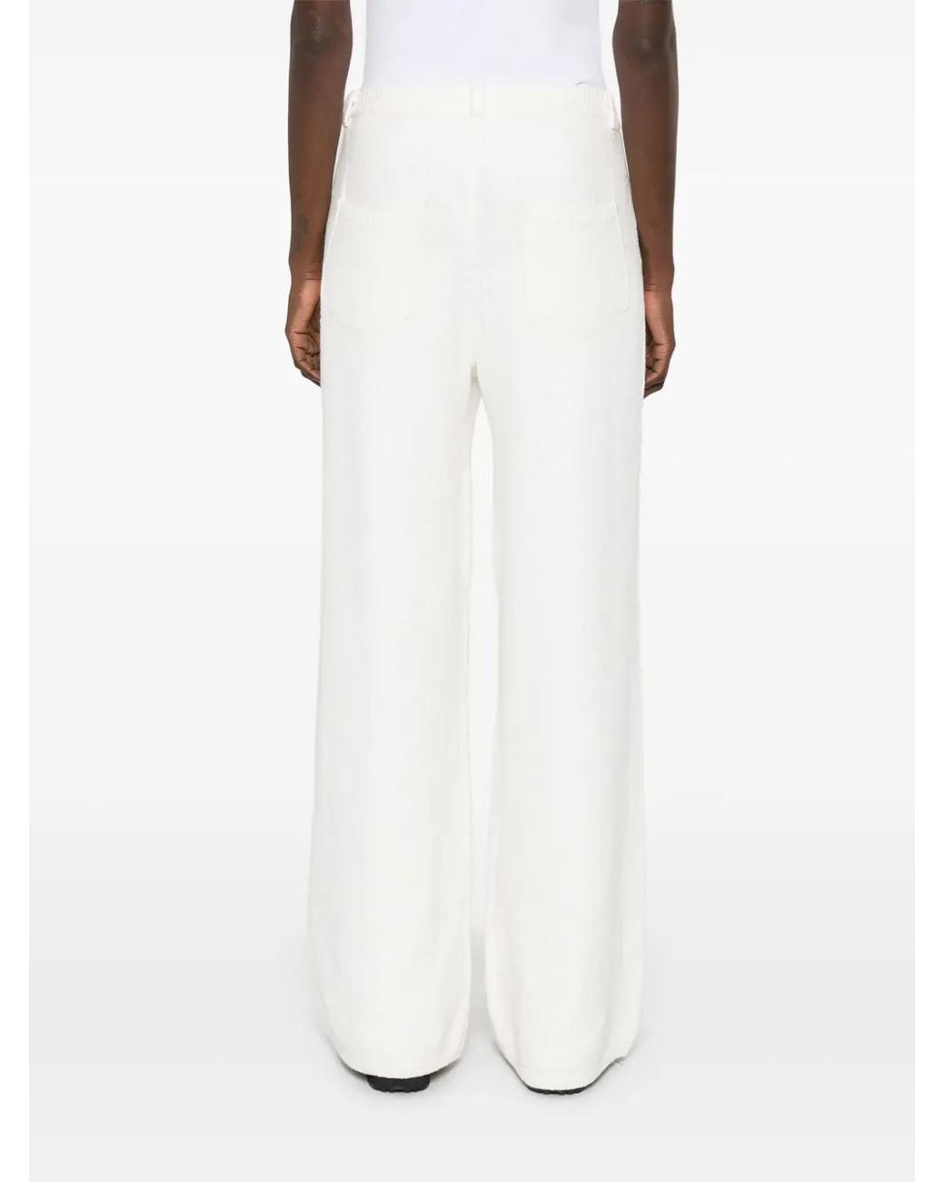 AYA MUSE White Wide-Leg Knitted Trousers
