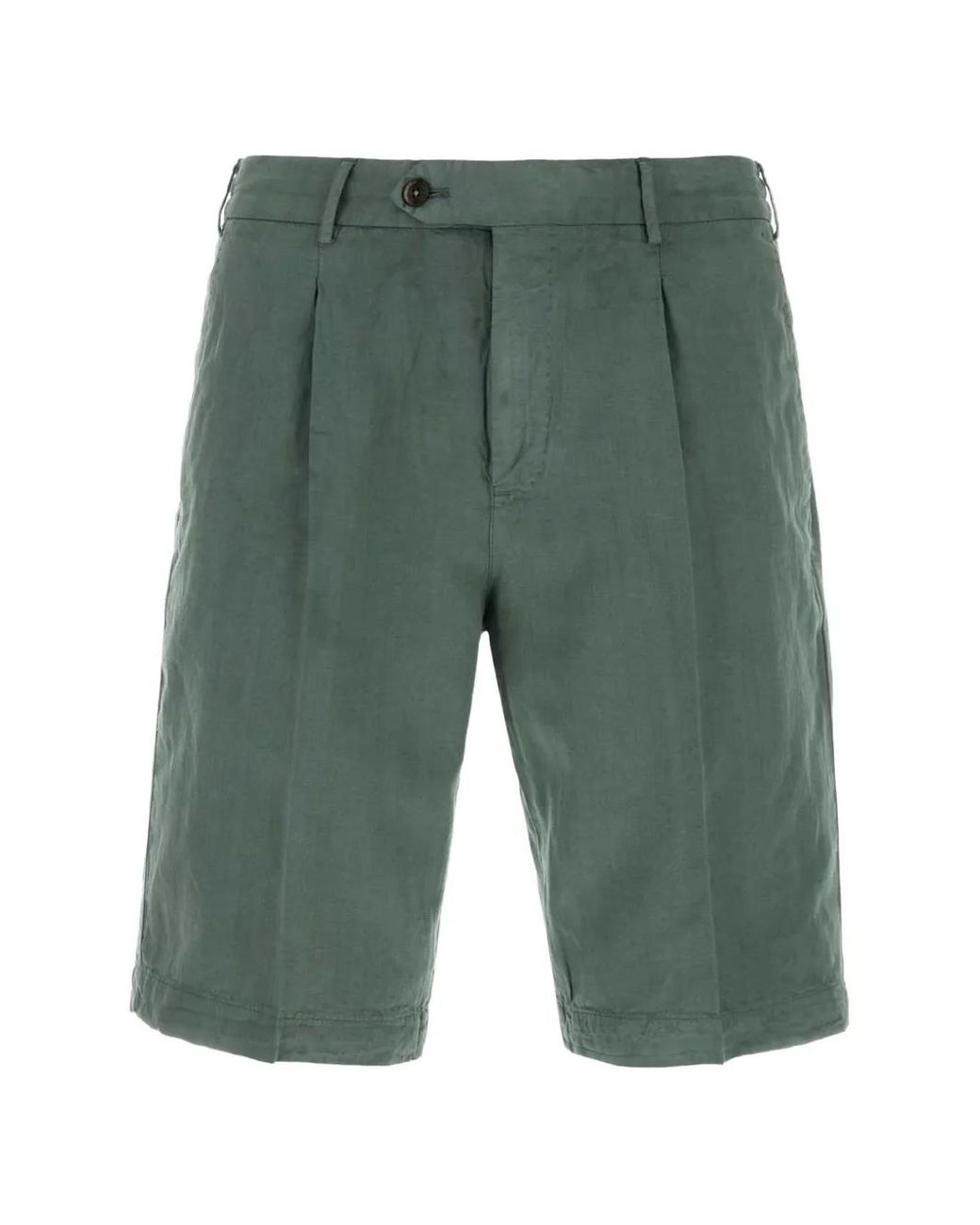 PT Torino Green Pleated Bermuda Shorts for men