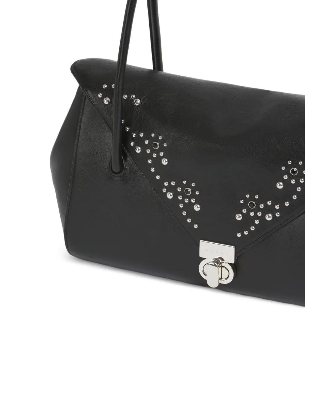 Marni Black Studded Leather Shoulder Bag