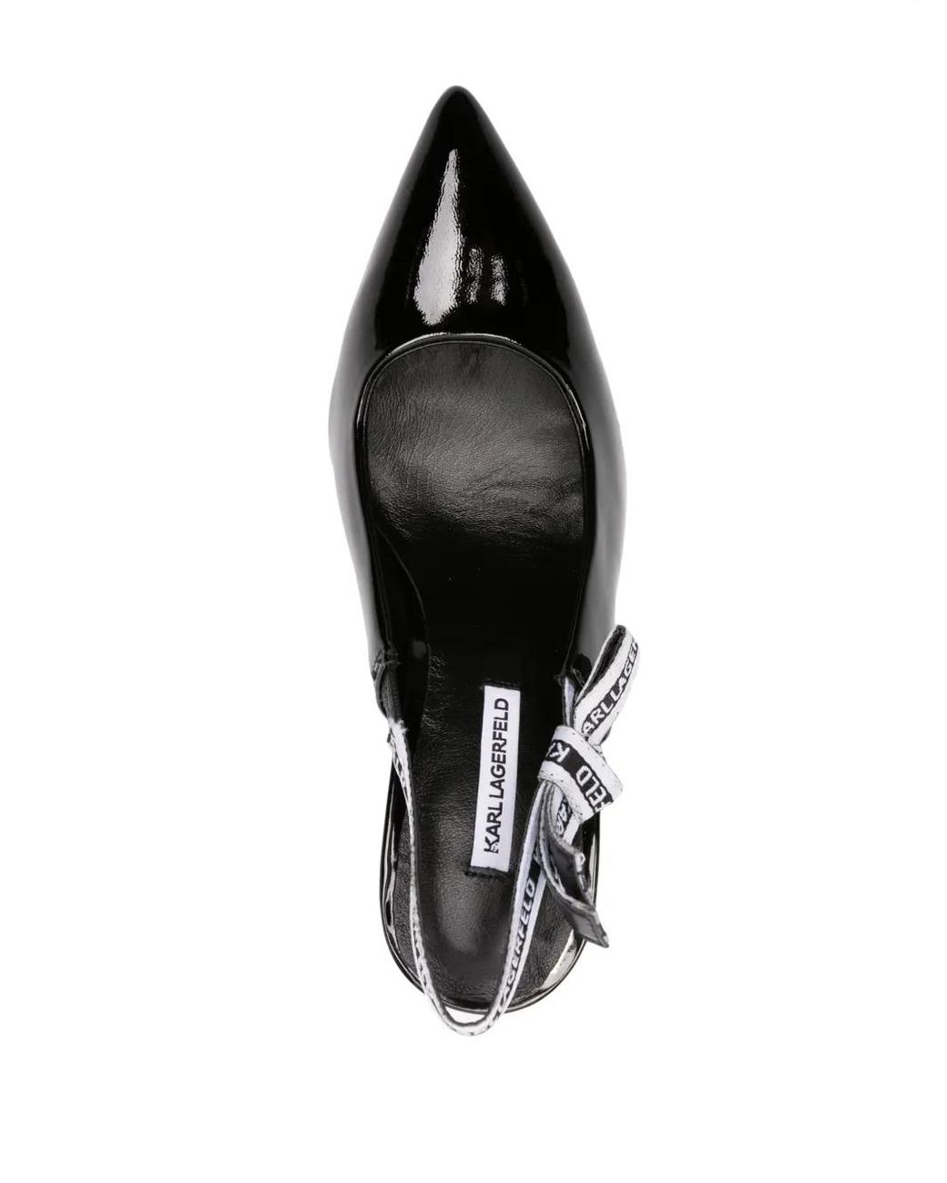 Karl Lagerfeld Black 100Mm Slingback Leather Pumps