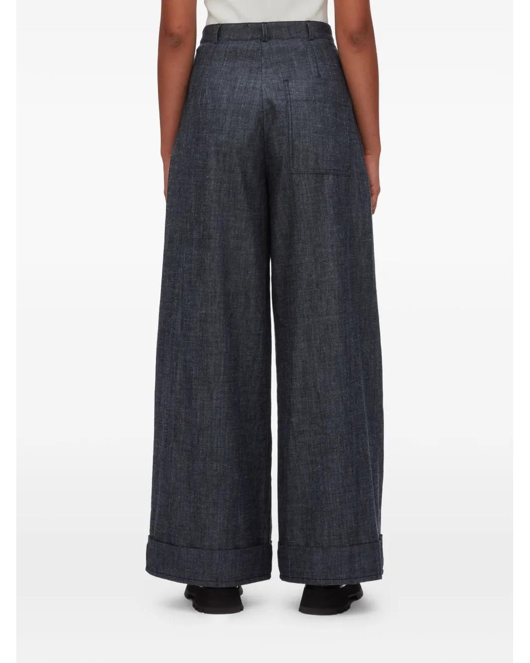 3.1 Phillip Lim Black Double-Pleat Wide-Leg Trousers