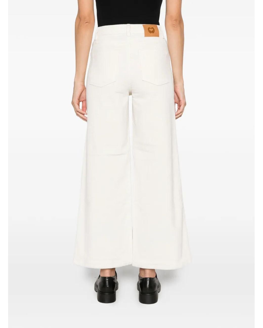 Maje White Corduroy Wide-Leg Trousers