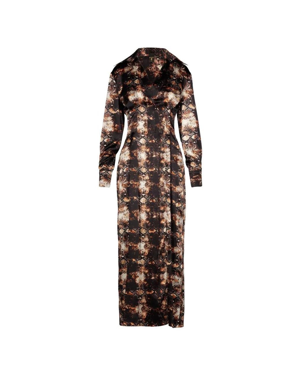 Tessitura Body Couture White Snakeskin-Print Maxi Dress