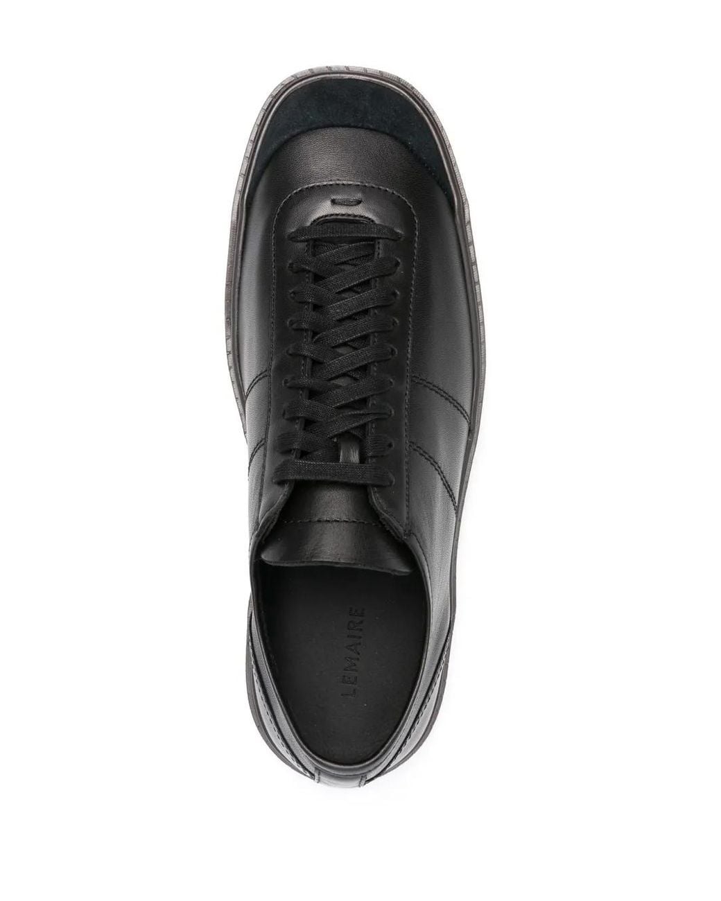 Lemaire Black Linoleum Leather Sneakers for men