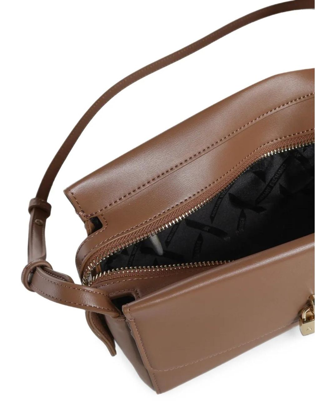 ARMANI EXCHANGE Brown Padlock-Detail Cross Body Bag