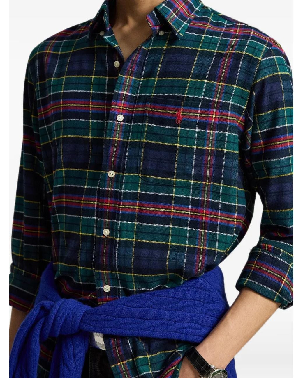 Polo Ralph Lauren Blue Tartan Check-Pattern Shirt for men