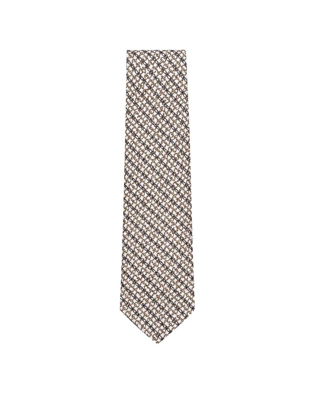 Tombolini White Geometric-Print Tie for men