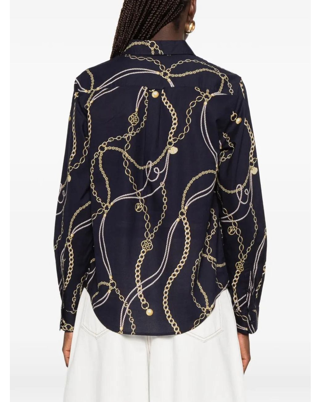 Gant Blue Chain-Print Long-Sleeved Shirt