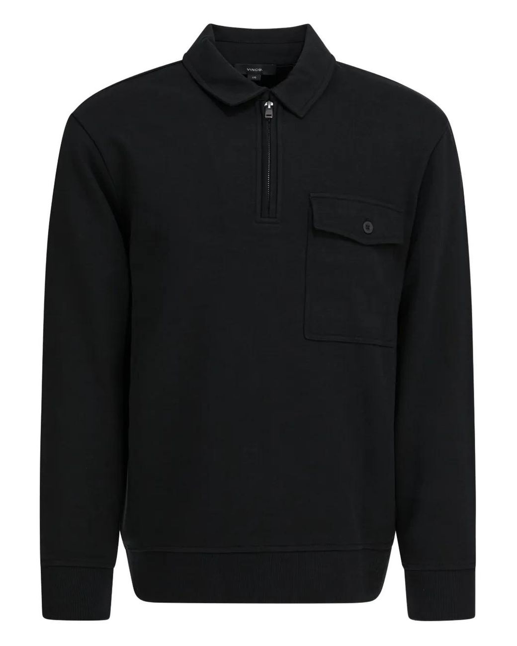 Vince Black Chest-Pocket Polo Shirt for men