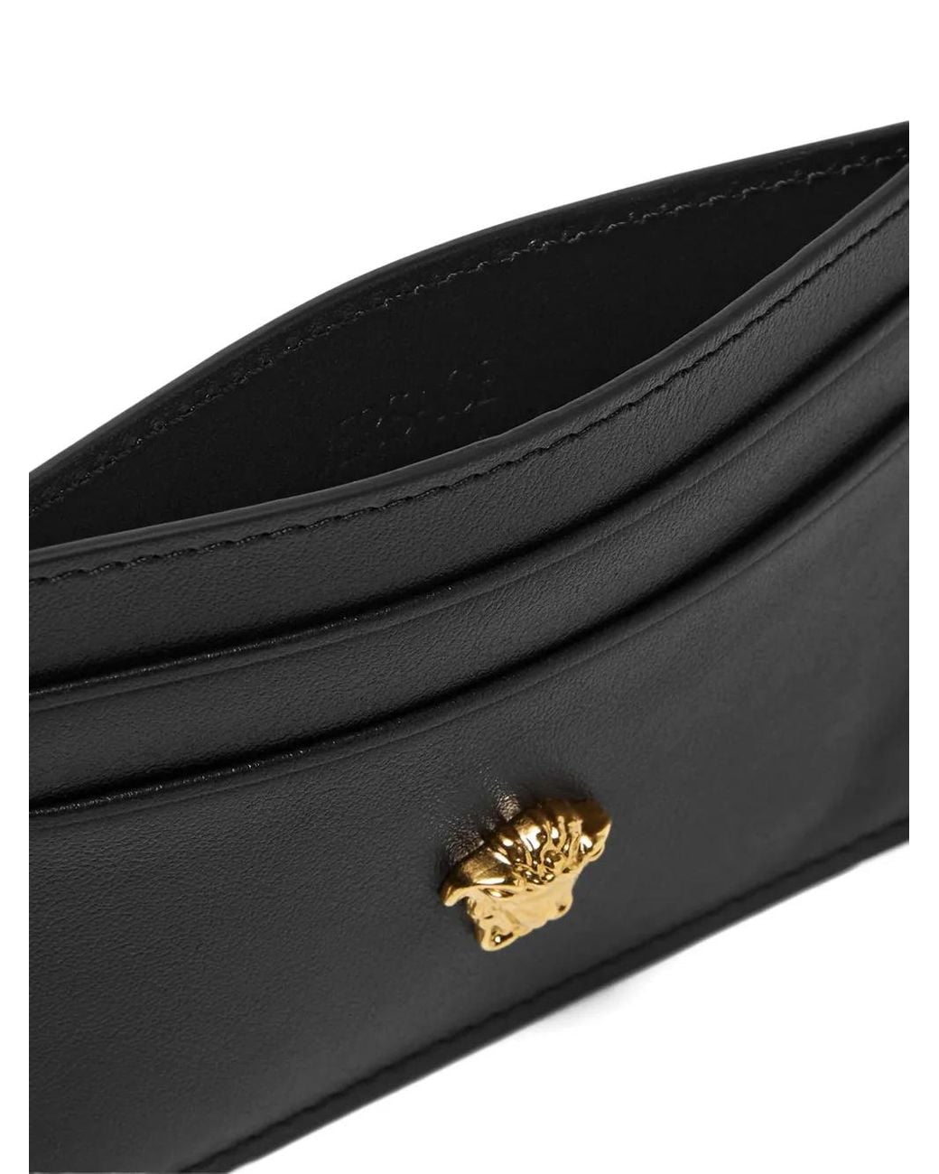 Versace Black Wallets Outside:Calf Leather for men