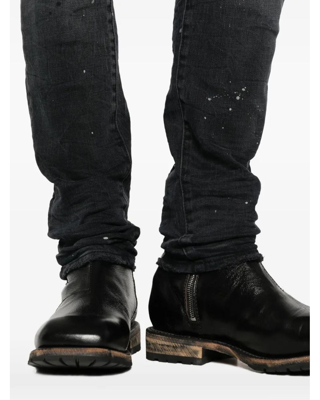 Purple Brand P001 Reflective Paint Repair Skinny Jeans in Black