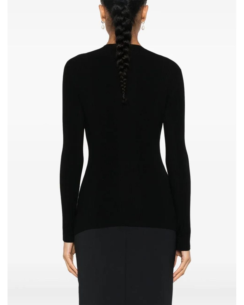 Elisabetta Franchi Black Logo-Embroidered Jumper